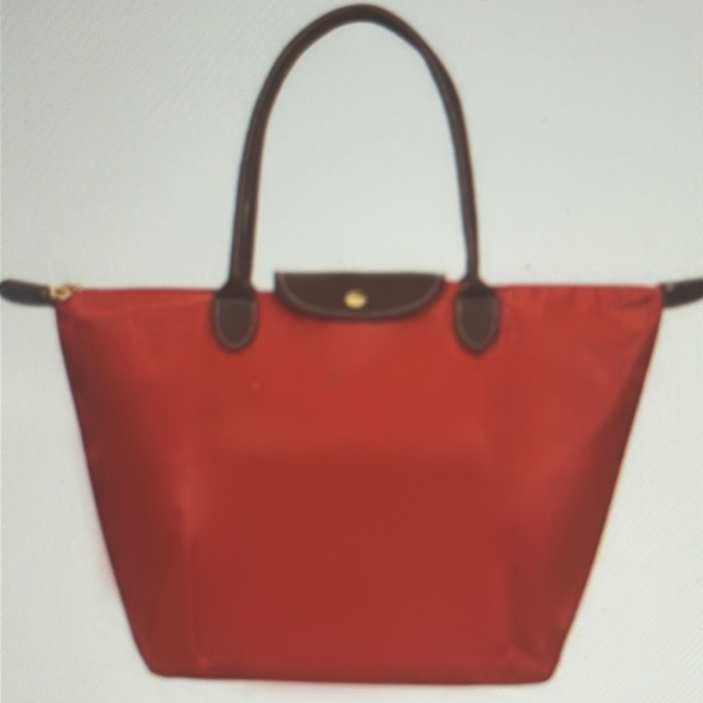 Red Tote Luxury look expandable tote handbag, medium size,
